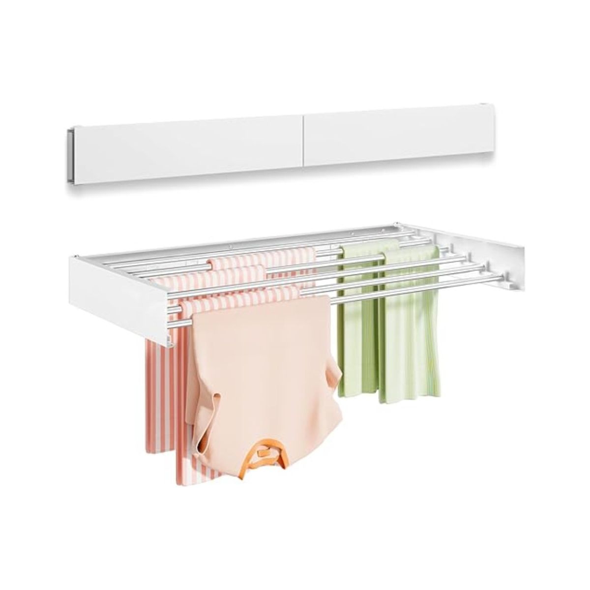 GENERICO - Tendedero Ropa Plegable Pared Blanco Ajustable