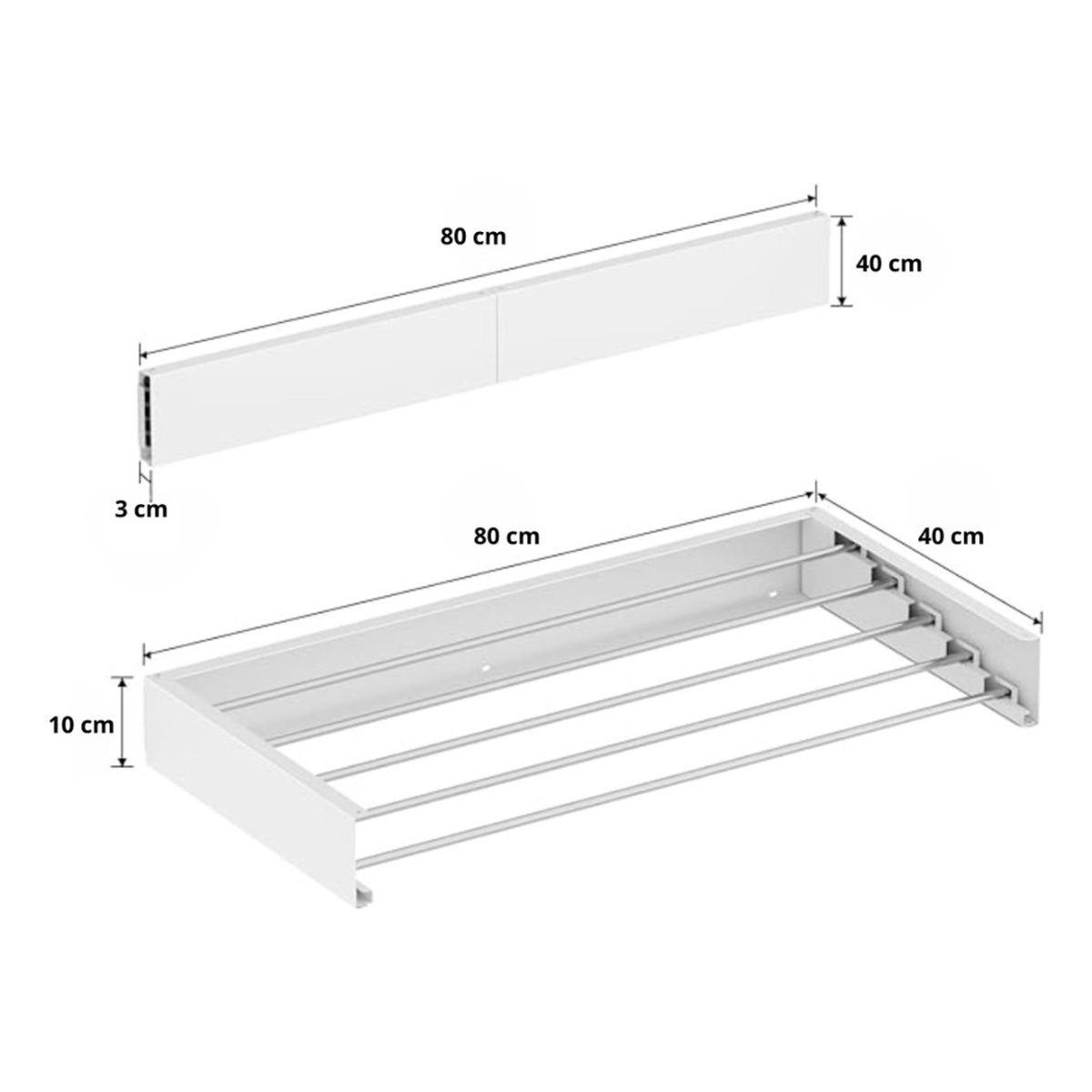 GENERICO - Tendedero Ropa Plegable Pared Blanco Ajustable