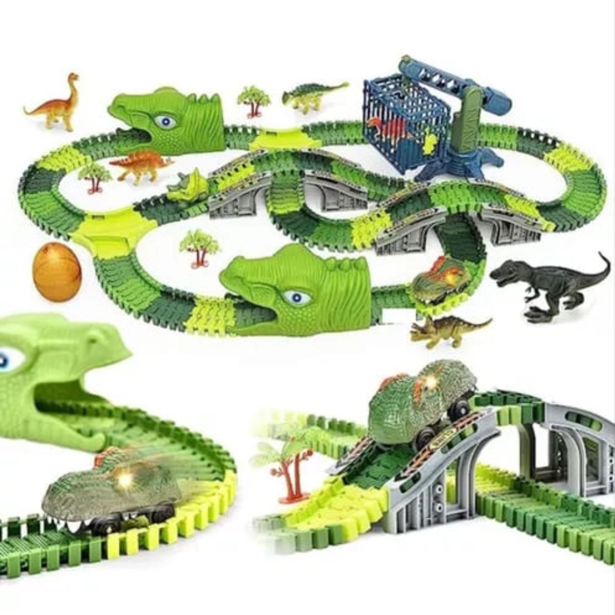 GENERICO - Pista Dinosaurio 2 Carros 6 Dinosaurios 277 Piezas Juguete