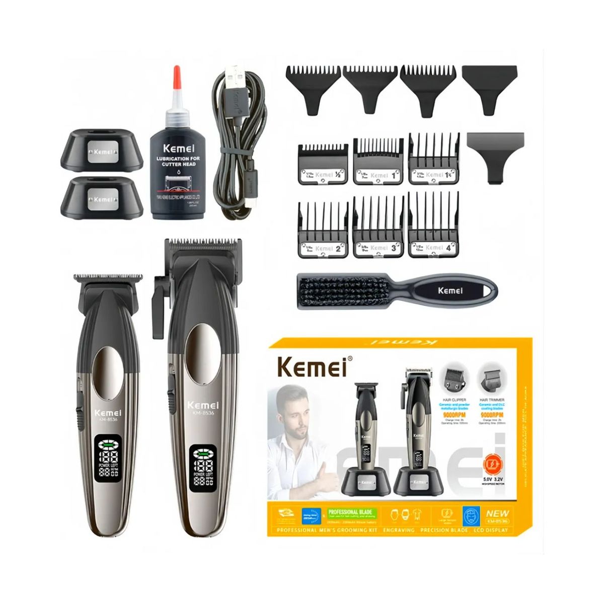 KEMEI - Combo Maquina Peluquera Kemei 2En1 KM-8536 DB