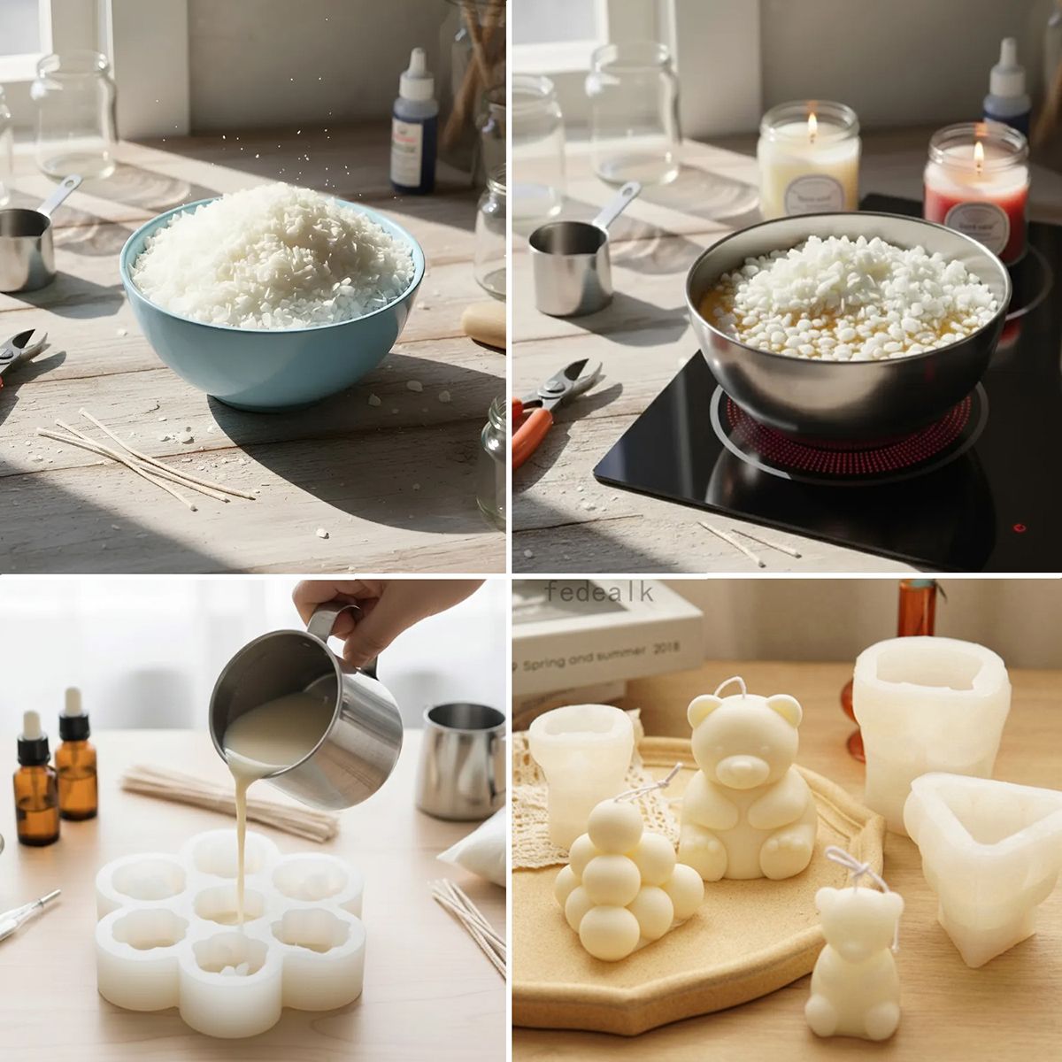 GENERICO - Cera De Soya Para Velas De Moldes Alto Punto De Fusión 500g