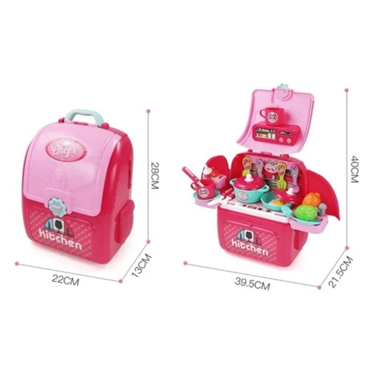GENERICO - Set de Cocina Infantil 2 en 1 Mochila Chef con Accesorios – Juego de cocina para Niñas