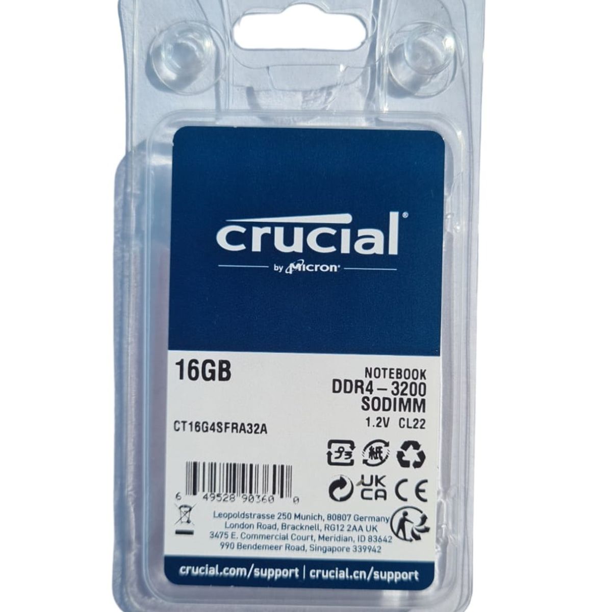 CRUCIAL - Memoria Ram 16gb Ddr4 3200 Crucial Micron Portatil