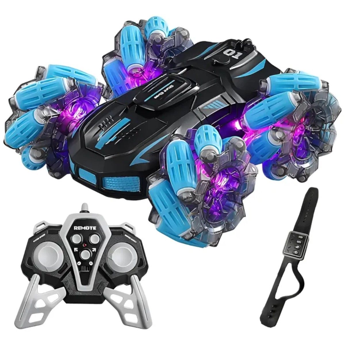 GENERICO - Carro Acrobático 4wd 360° Control Remoto + Sensor de Mano con Luces Sonido