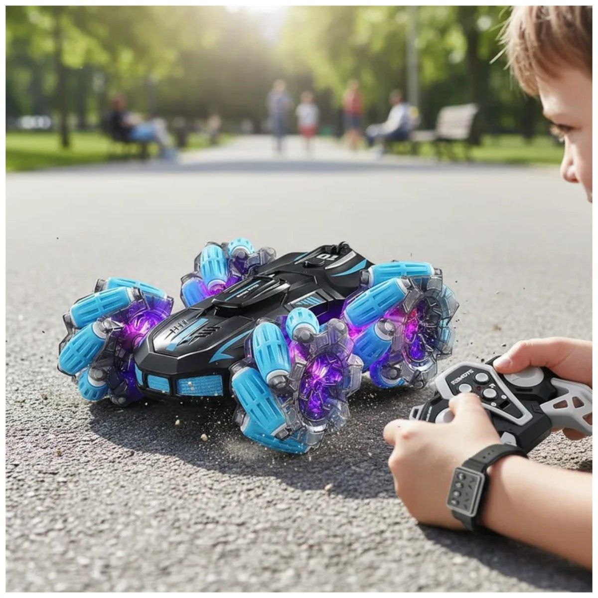 GENERICO - Carro Acrobático 4wd 360° Control Remoto + Sensor de Mano con Luces Sonido