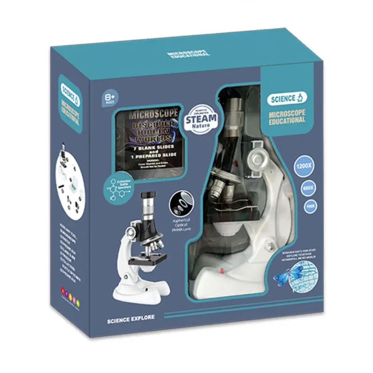 GENERICO - Microscopio Infantil Vertical 3303 – Blanco y Negro, Ciencia y Diversión Para Niños