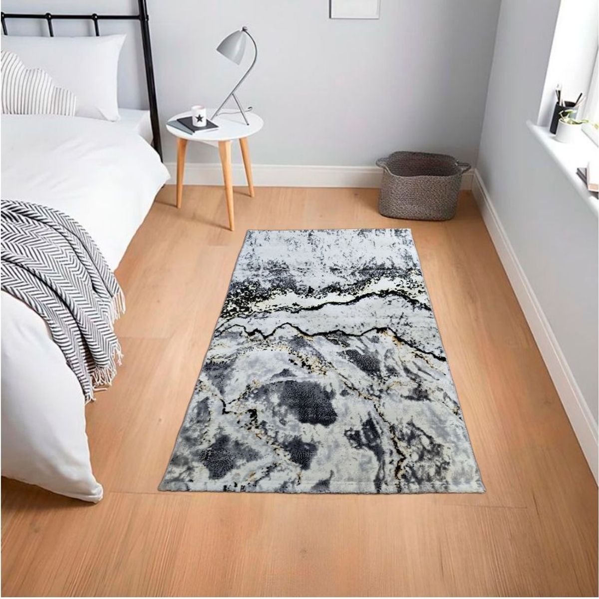 MITAPETE COM - Tapete Alfombra Camino Pie De Cama Turquia 80 X 150cms Negro Dorado