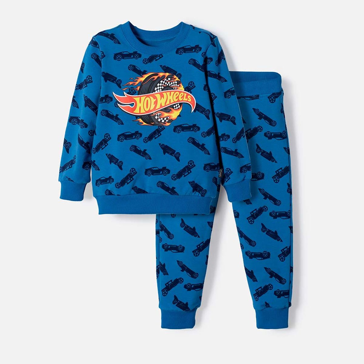 HOT WHEELS - Conjunto Hot Wheels con pantalón largo azul para niño 2T a 6T