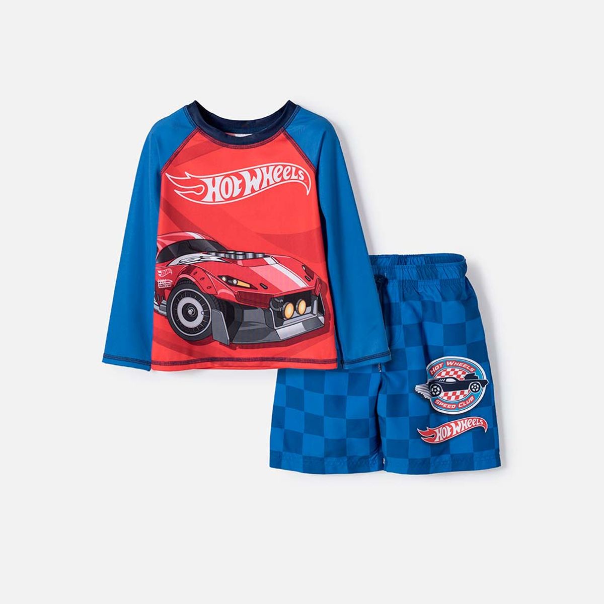 HOT WHEELS - Conjunto de Baño de Hot Wheels azul y rojo para niño 2T a 6T