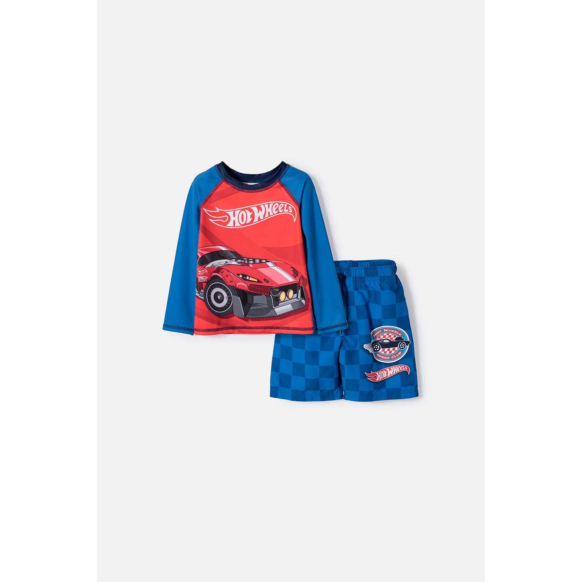 HOT WHEELS - Conjunto de Baño de Hot Wheels azul y rojo para niño 2T a 6T