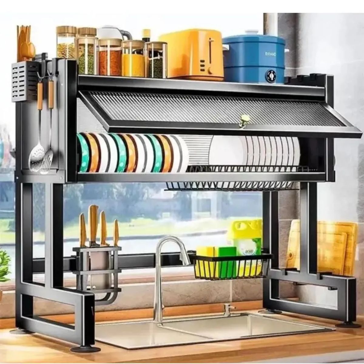 GENERICO - Escurridor de platos inoxidable de lujo 65cm