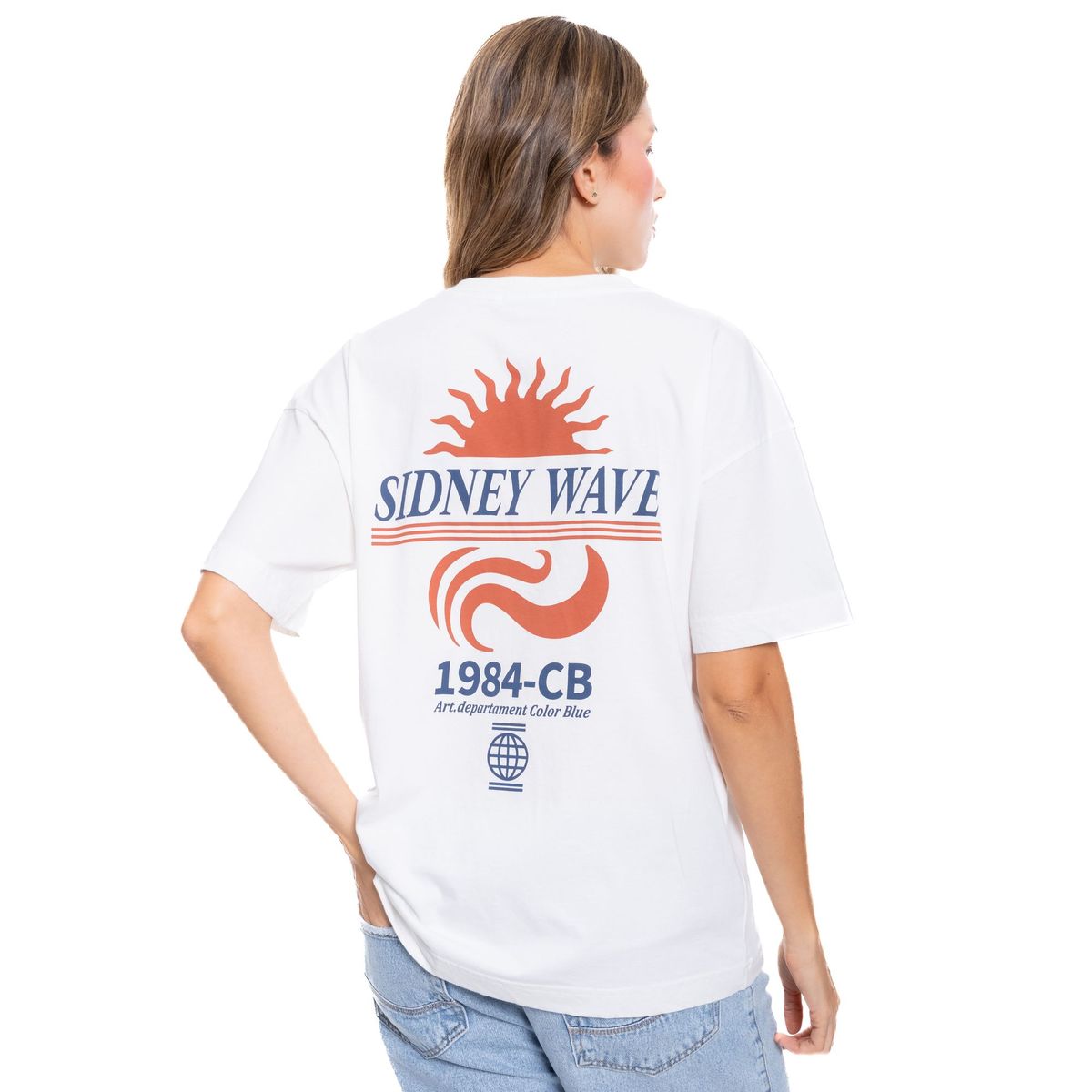 COLOR BLUE - Camiseta Manga Corta Con Estampado Punto Corazón