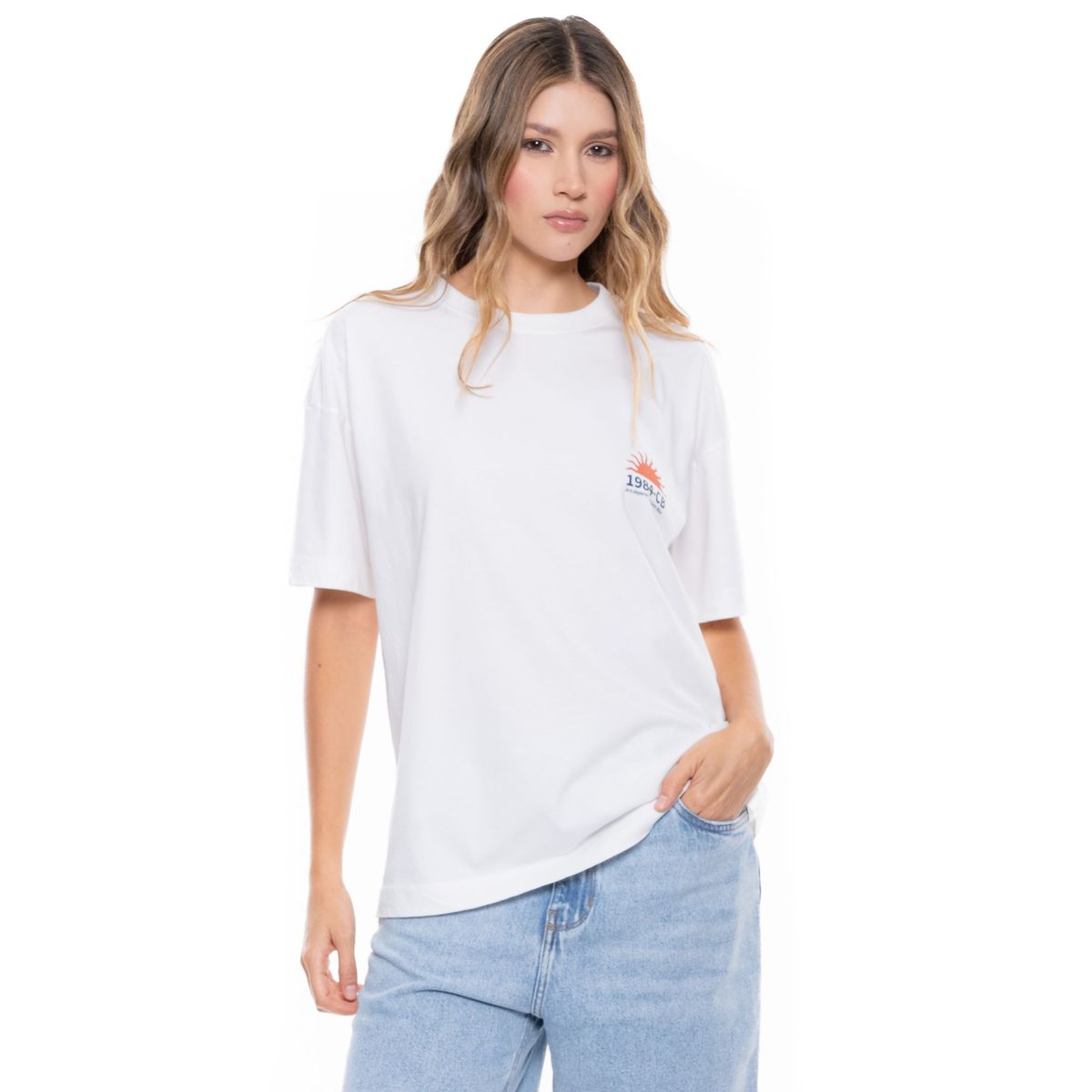 COLOR BLUE - Camiseta Manga Corta Con Estampado Punto Corazón