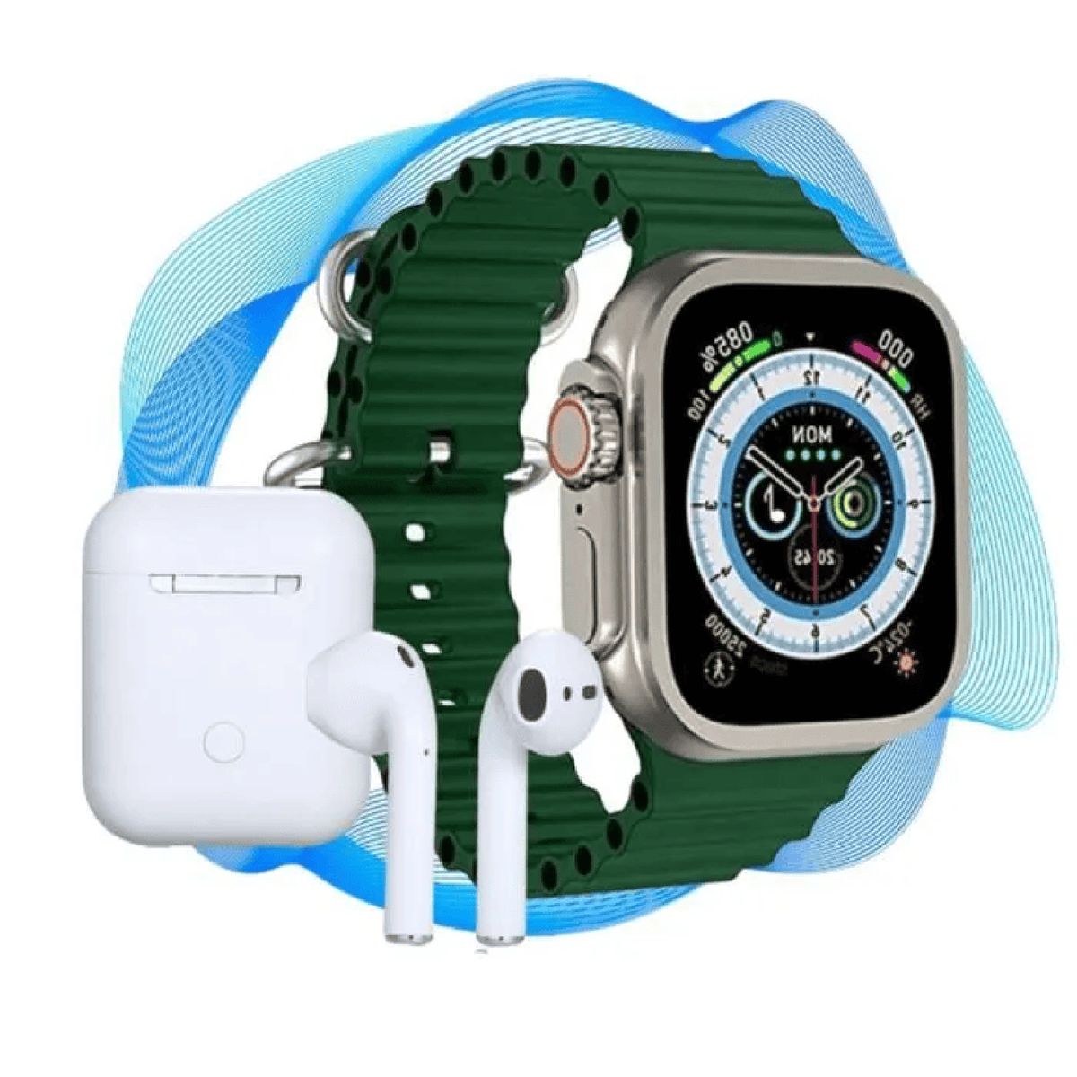 GENERICO - Combo Reloj Inteligente Ultra W8 + Auriculares Tws 2 Pulso