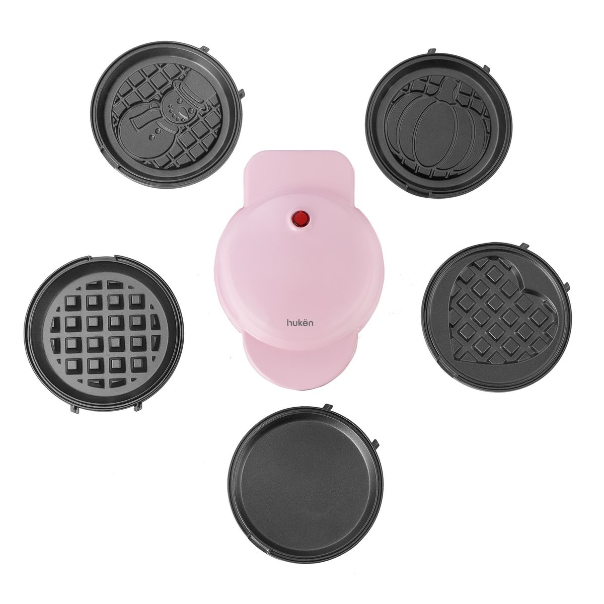 HUKEN - Set Mini Waflera Multimaker 7 Platos Intercambiables Hukën