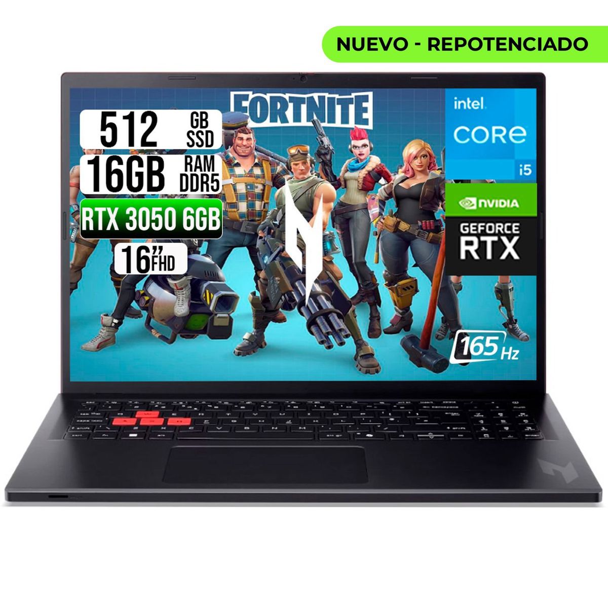 ACER - PORTATIL ACER NITRO LITE INTEL I5-13420H RTX 3050 6GB SSD 512GB RAM 16GB 16" FHD 165Hz