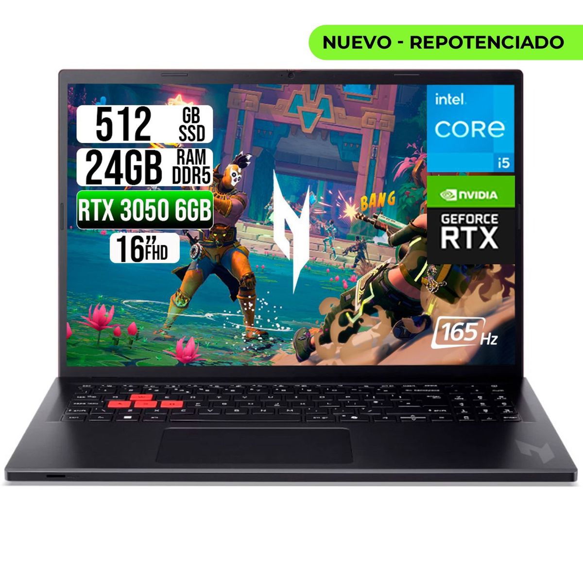 ACER - PORTATIL ACER NITRO LITE INTEL I5-13420H RTX 3050 6GB SSD 512GB RAM 24GB 16" FHD 165Hz
