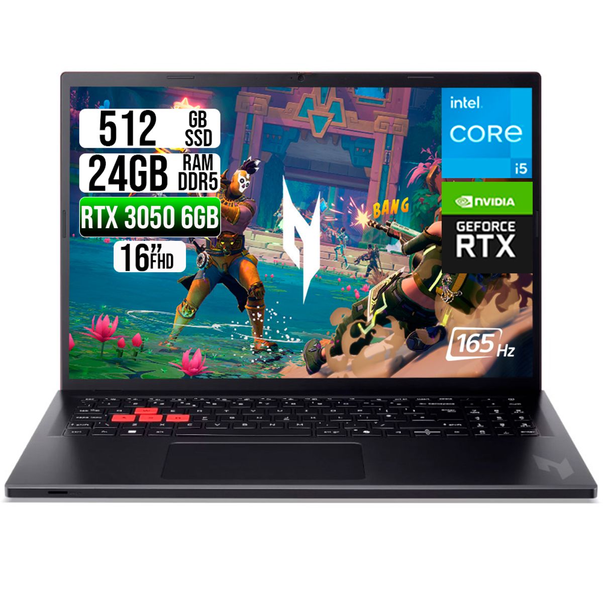 ACER - PORTATIL ACER NITRO LITE INTEL I5-13420H RTX 3050 6GB SSD 512GB RAM 24GB 16" FHD 165Hz