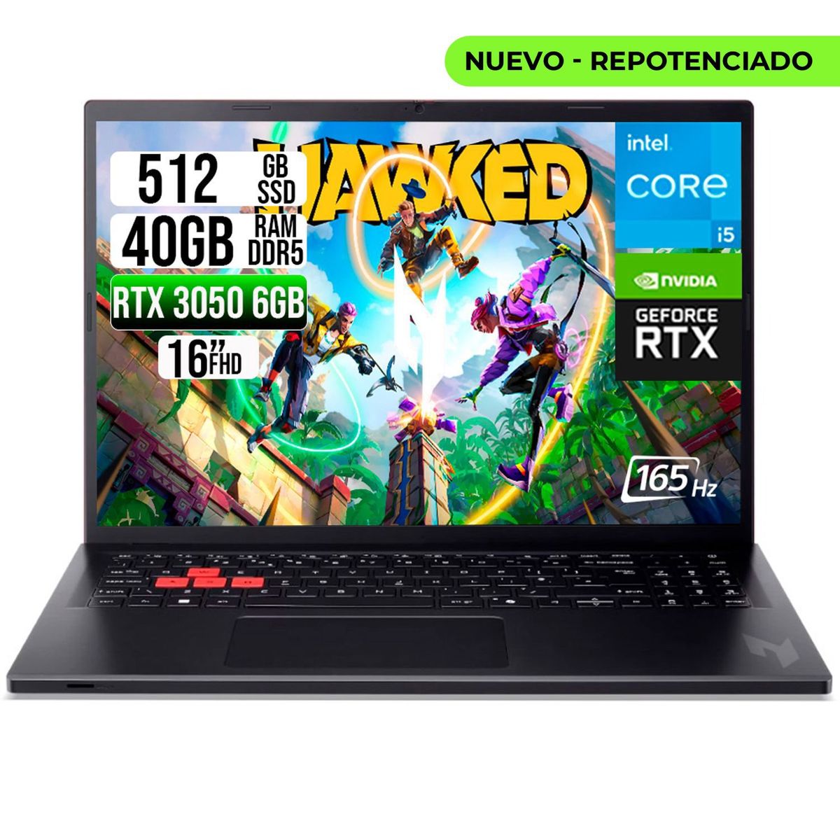 ACER - PORTATIL ACER NITRO LITE INTEL I5-13420H RTX 3050 6GB SSD 512GB RAM 40GB 16" FHD 165Hz
