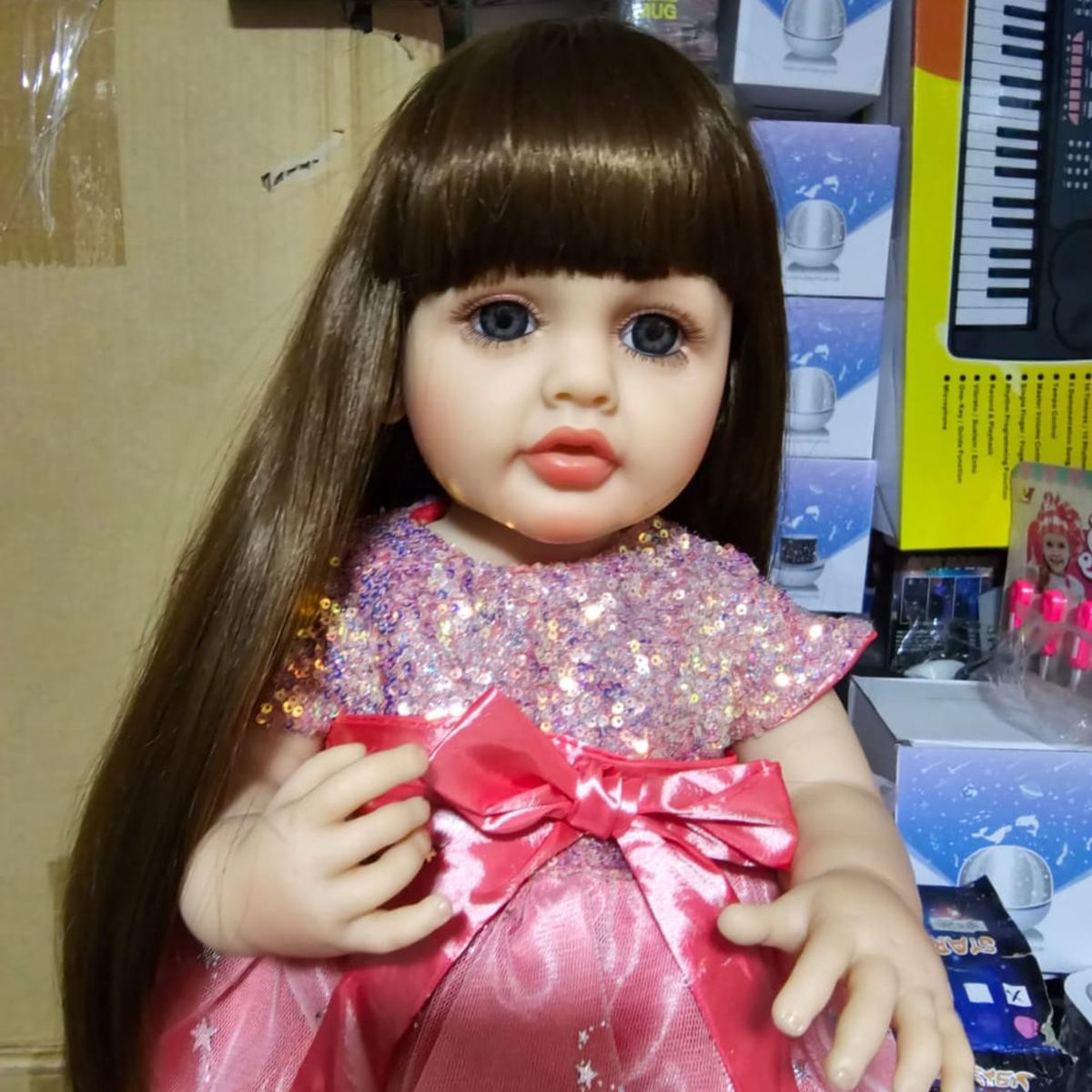 GENERICO - Muñeca Realista 55CM Pelo Largo Accesorios Interactua Juguete para Niñas pelo negro