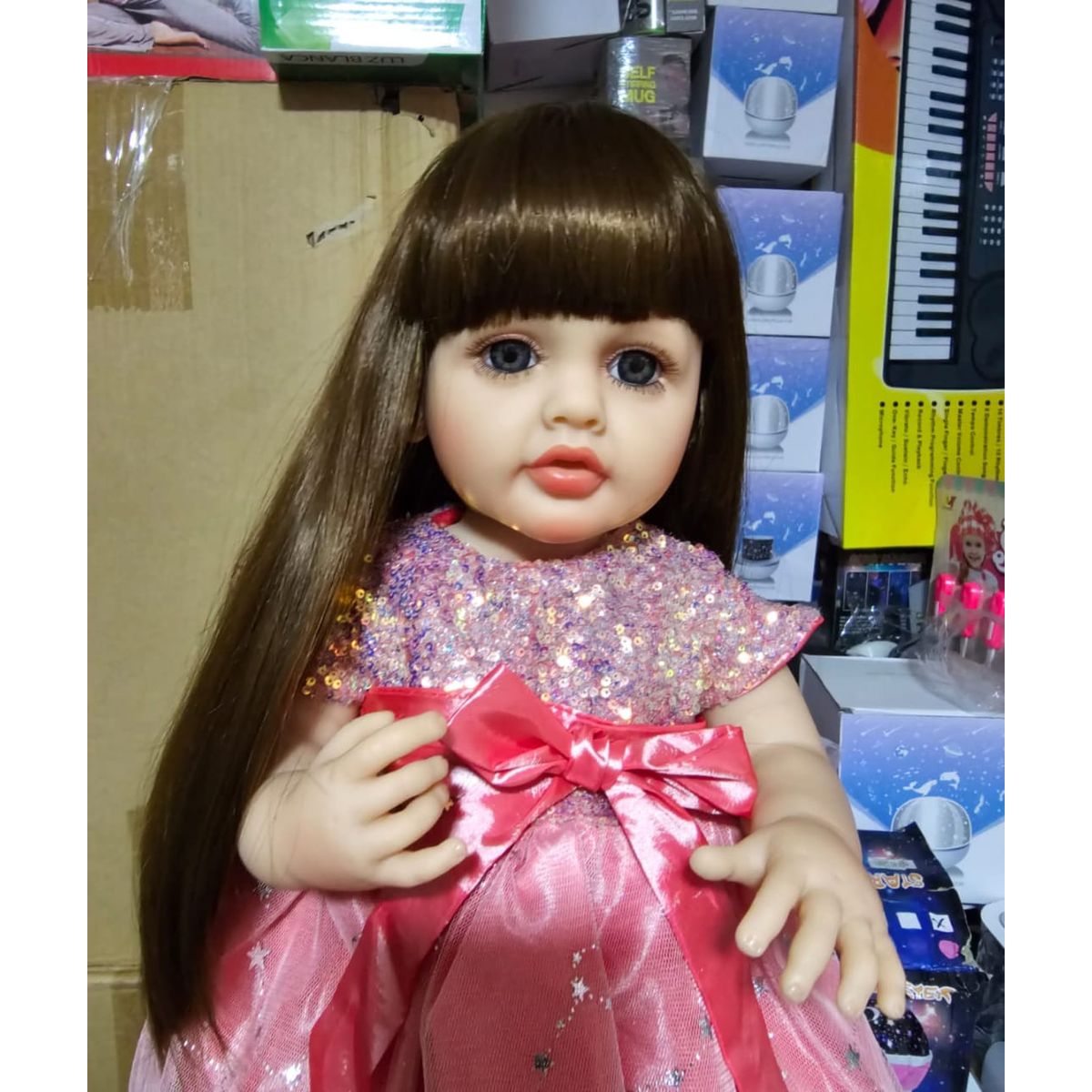 GENERICO - Muñeca Realista 55CM Pelo Largo Accesorios Interactua Juguete para Niñas pelo negro