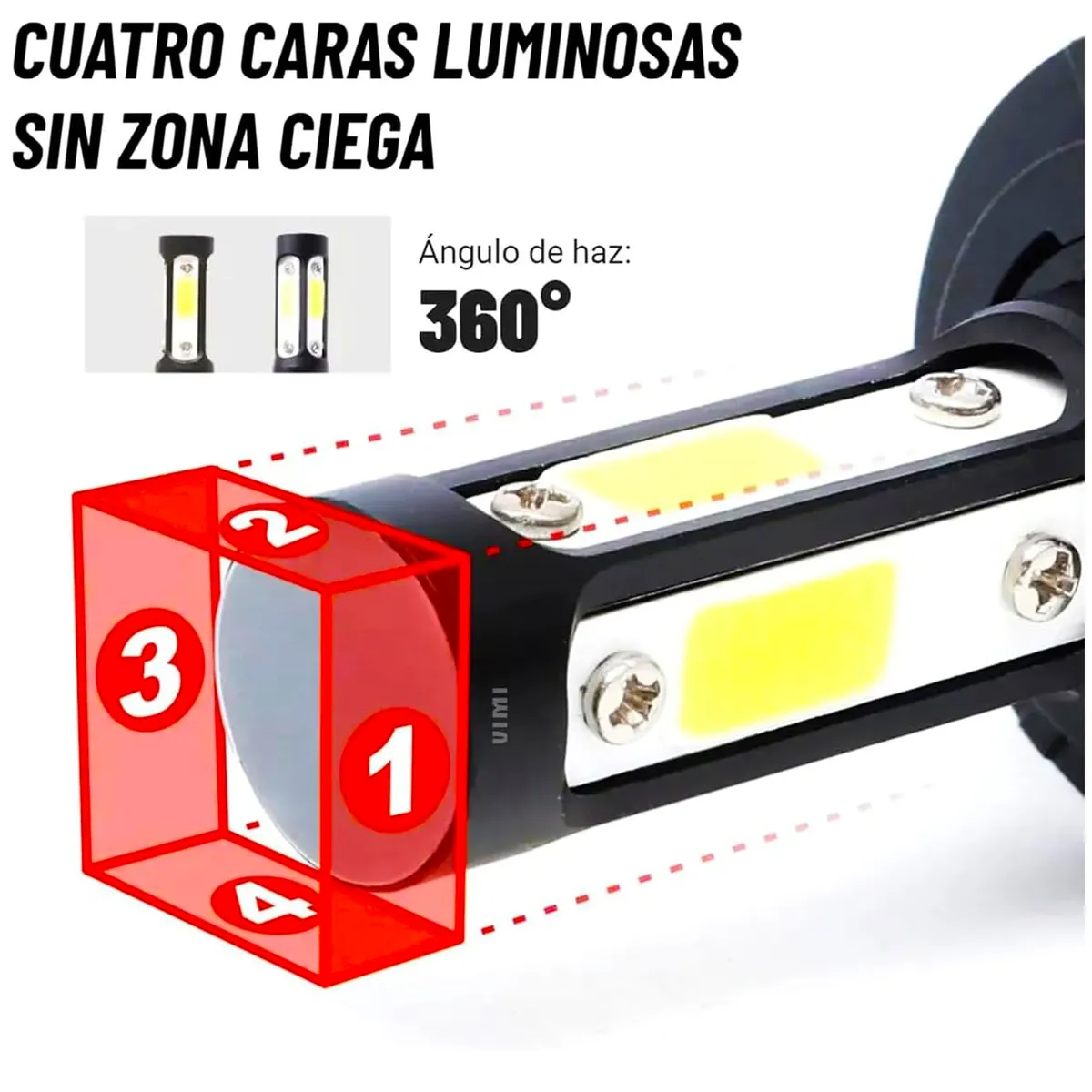 ONE PIXEL - Kit De Luces Focos Led 4 Lados Bombillos Impermeable Para Carro o Moto