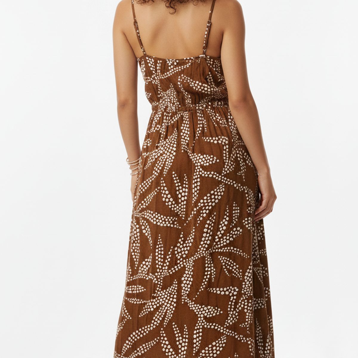 BELIFE - Vestido largo café estampado para mujer