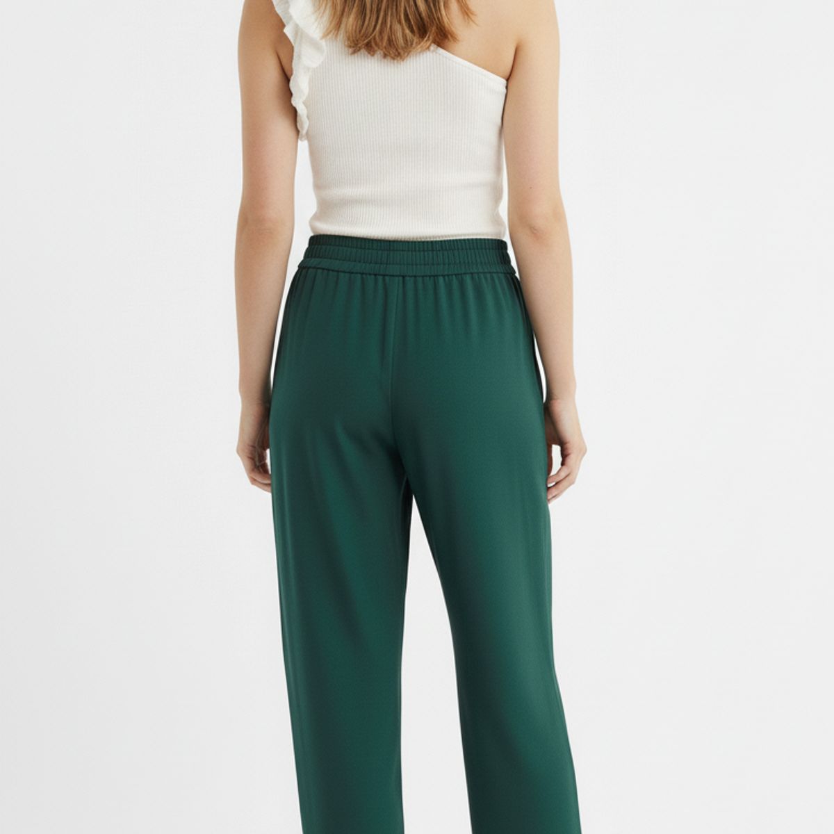 BELIFE - Pantalón verde amplio mujer
