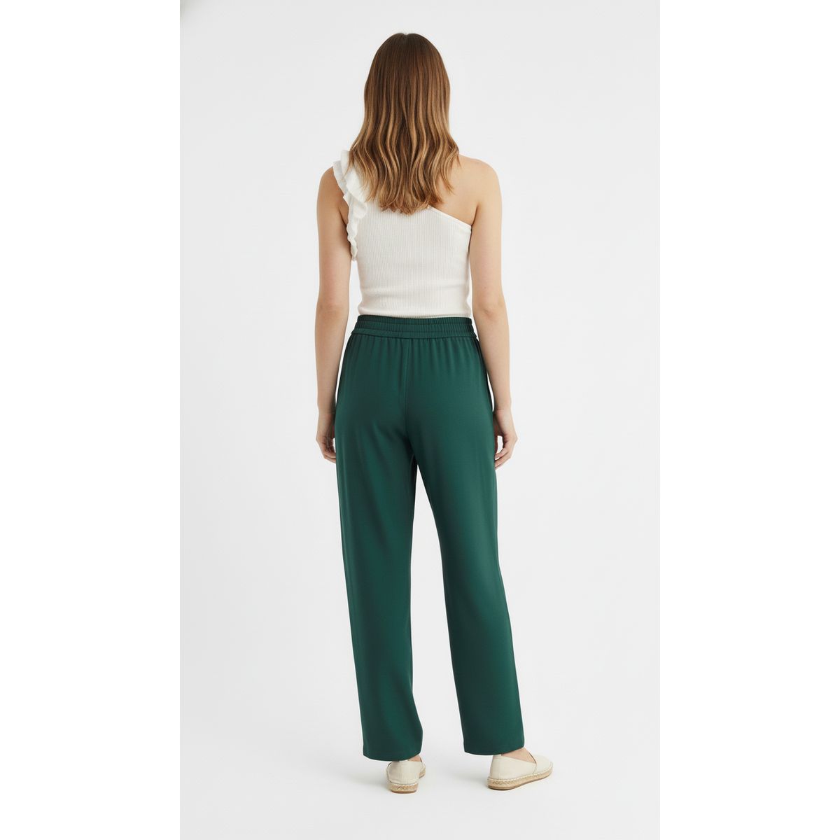 BELIFE - Pantalón verde amplio mujer