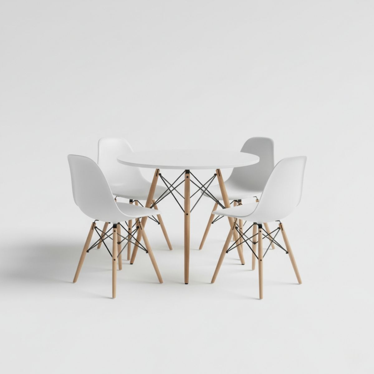 GENERICO - Juego Comedor Redondo Nube 4 Sillas Estilo Eames Diseño Nórdico/Moderno - Entre Nos Home