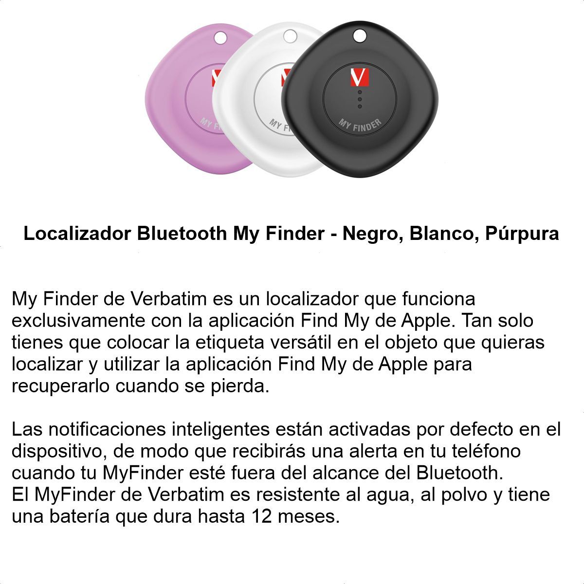VERBATIM - Localizador 3 Pack Bluetooth Verbatim My Finder Funciona con la Aplicación Find My de Apple