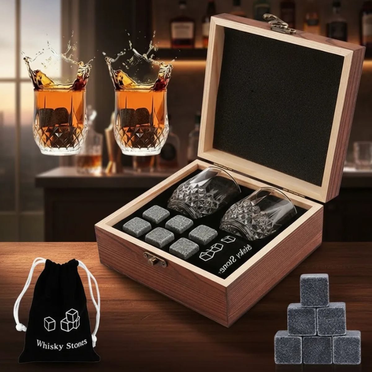 ORIGINAL HEALTH - Set de Whisky Premium Regalo Clásico y Elegante para Papá