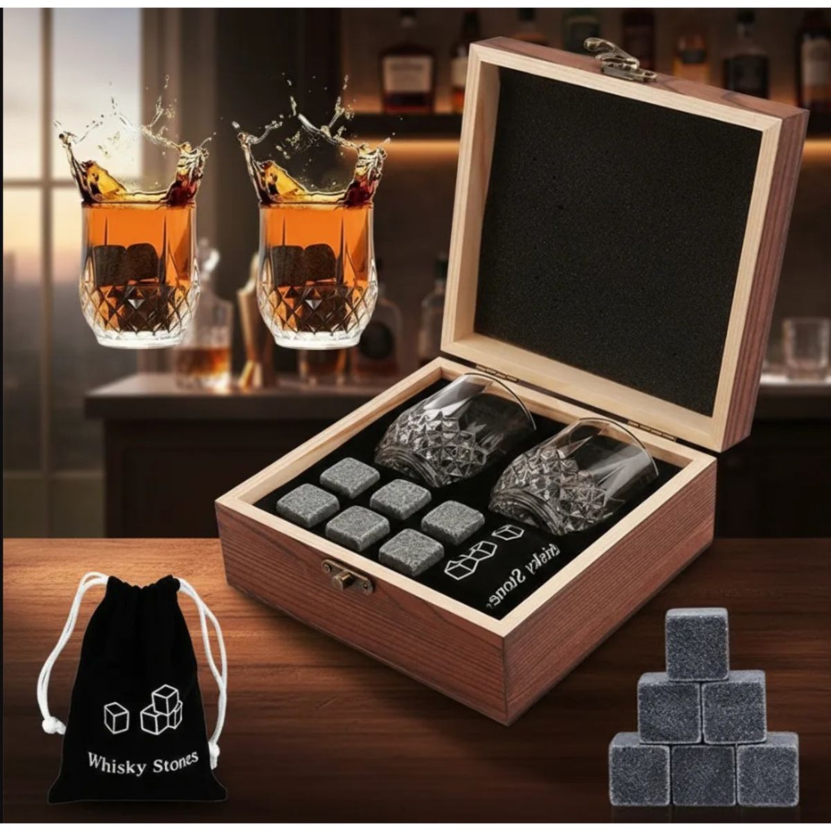 ORIGINAL HEALTH - Set de Whisky Premium Regalo Clásico y Elegante para Papá