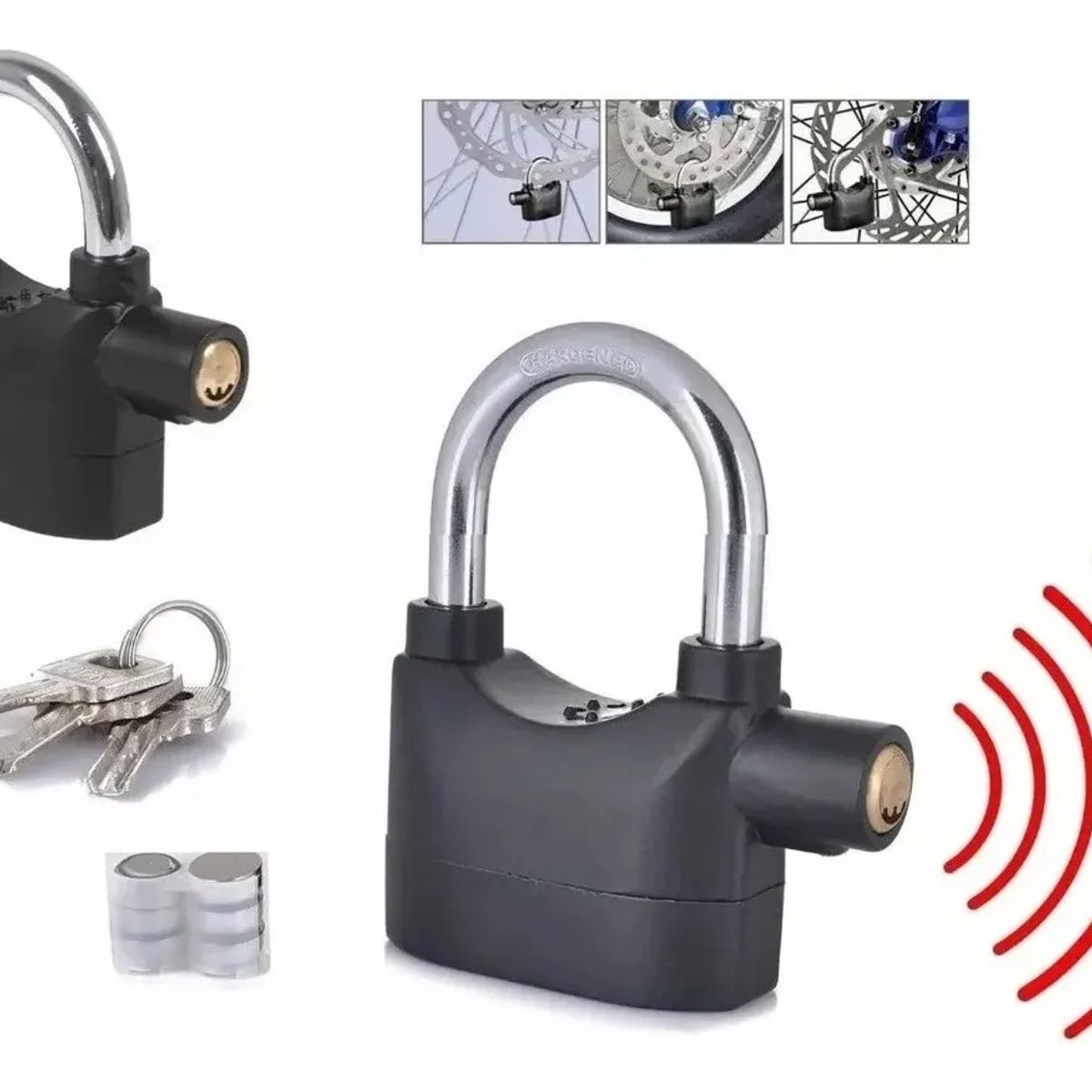 GENERICO - Candado Para Moto Alarma Freno Disco Bicicleta Inoxidable