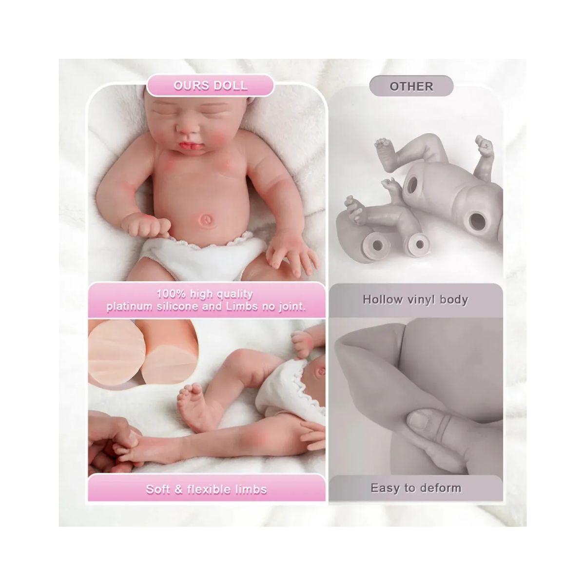 GENERICO - Muñeca Reborn Bebé Realista Silicona Flexible Tyna
