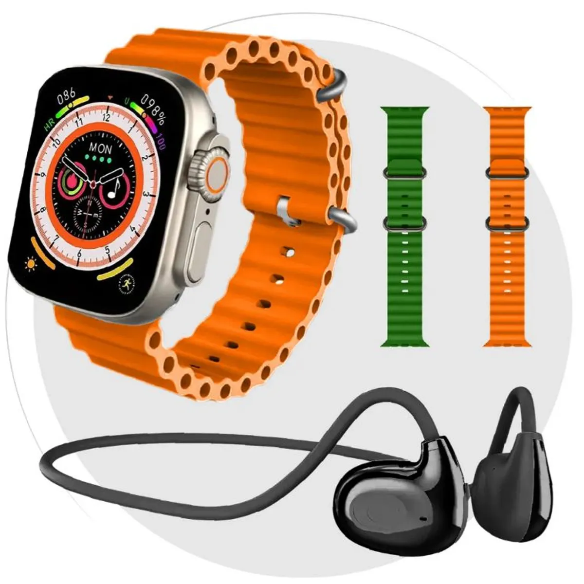 MOBULA - Smartwatch Sport H8 Ultra Con Audífonos Air Conduction Bluetooth 5.3