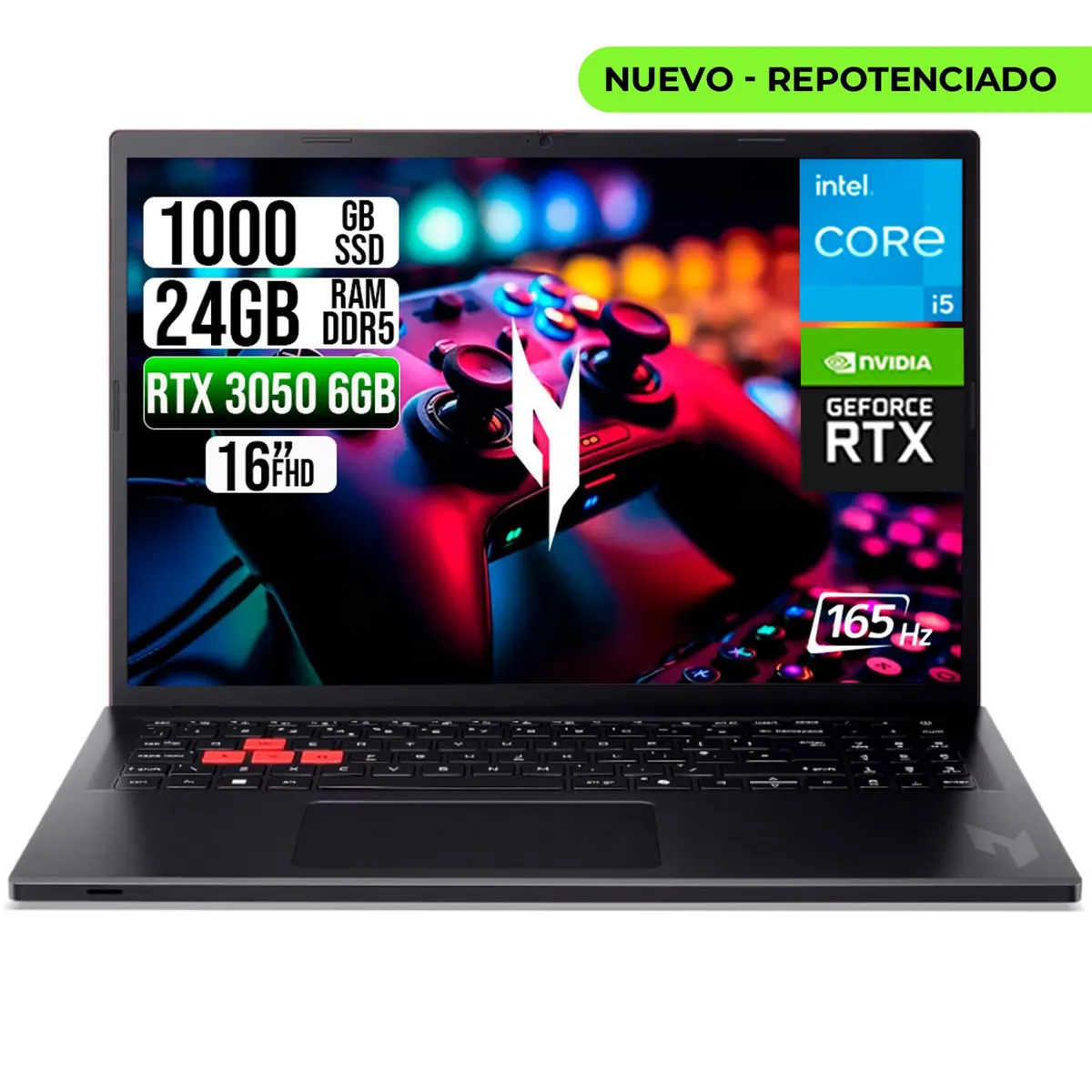 ACER - PORTATIL ACER NITRO LITE INTEL I5-13420H RTX 3050 6GB SSD 1TB RAM 24GB 16" FHD 165Hz