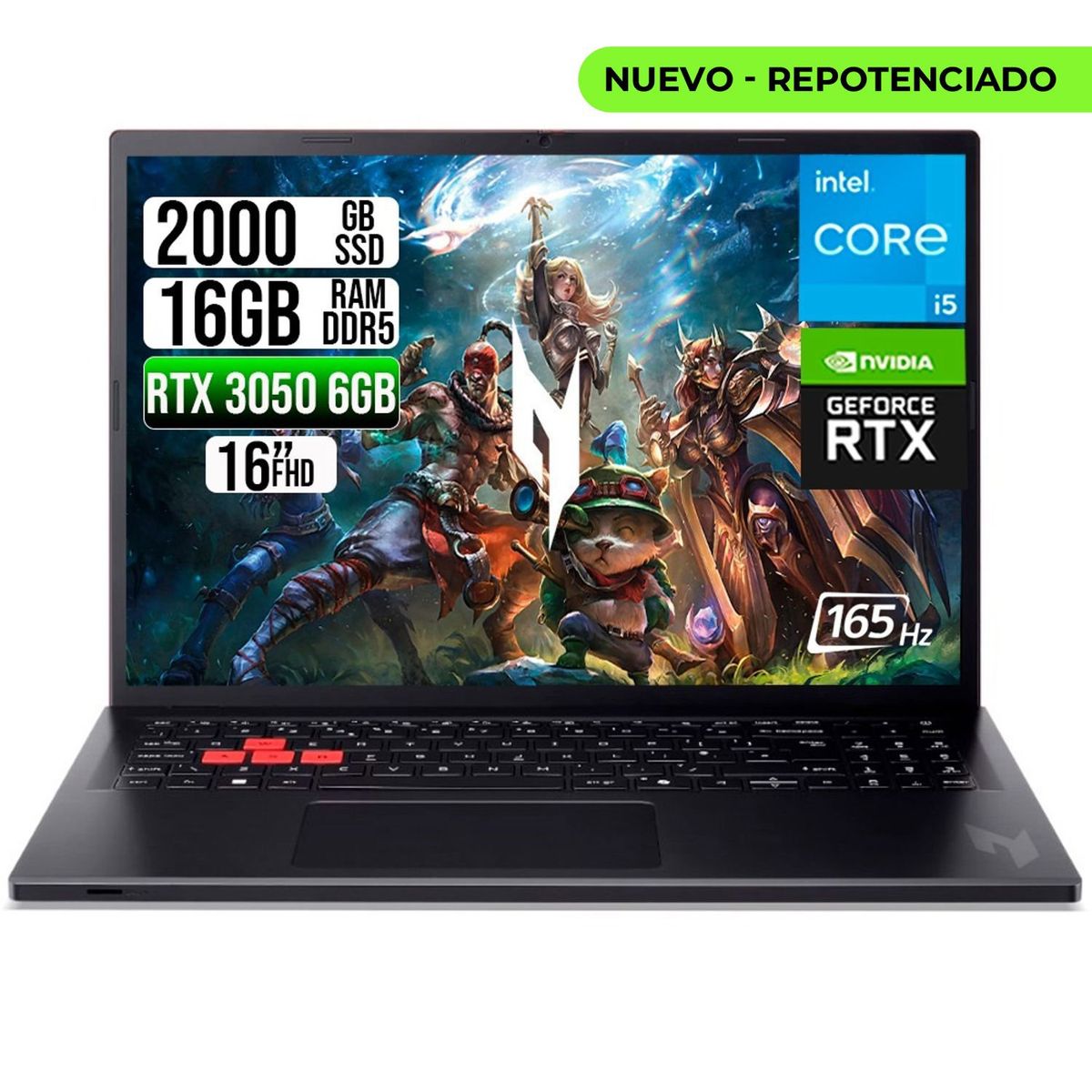 ACER - PORTATIL ACER NITRO LITE INTEL I5-13420H RTX 3050 6GB SSD 2TB RAM 16GB 16" FHD 165Hz