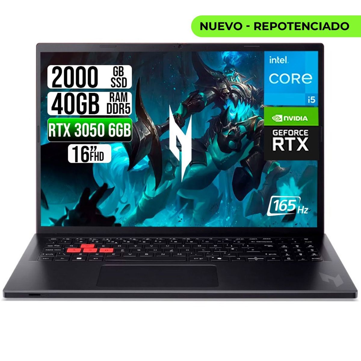 ACER - PORTATIL ACER NITRO LITE INTEL I5-13420H RTX 3050 6GB SSD 2TB  RAM 40GB 16" FHD 165Hz