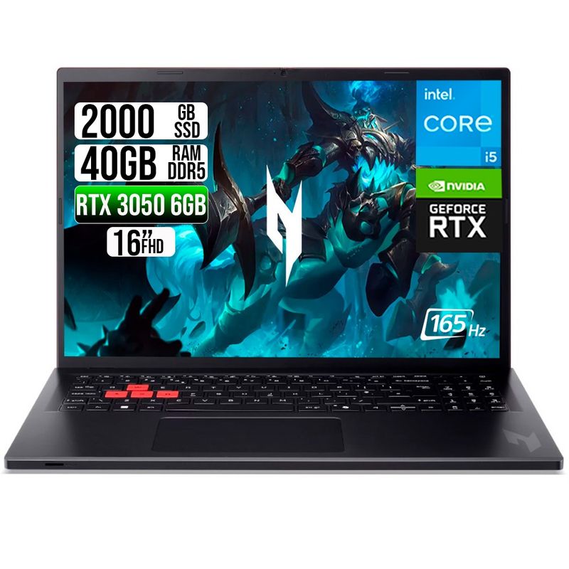 ACER - PORTATIL ACER NITRO LITE INTEL I5-13420H RTX 3050 6GB SSD 2TB  RAM 40GB 16" FHD 165Hz