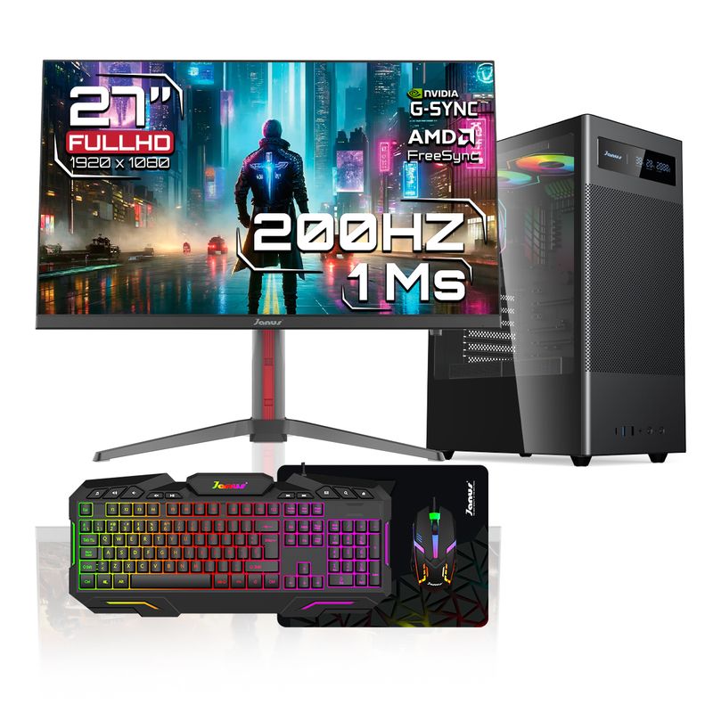 JANUS - Computador De Escritorio Ryzen 5 5600Gt 16Gb Ram Rgb Ssd 512Gb Fuente 400W Monitor 32 Pulgadas 240Hz
