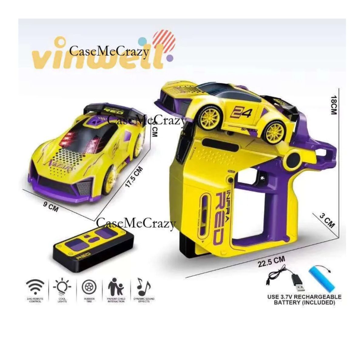 GENERICO - Coche de carreras teledirigido de 2,4 GHz para niños