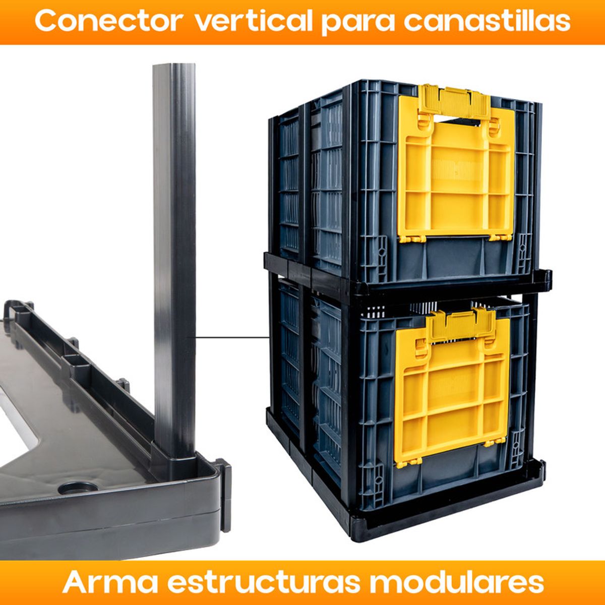 ENERGY PLUS - Paral Plástico 165cm para Canastillas 13cm Estantería Modular