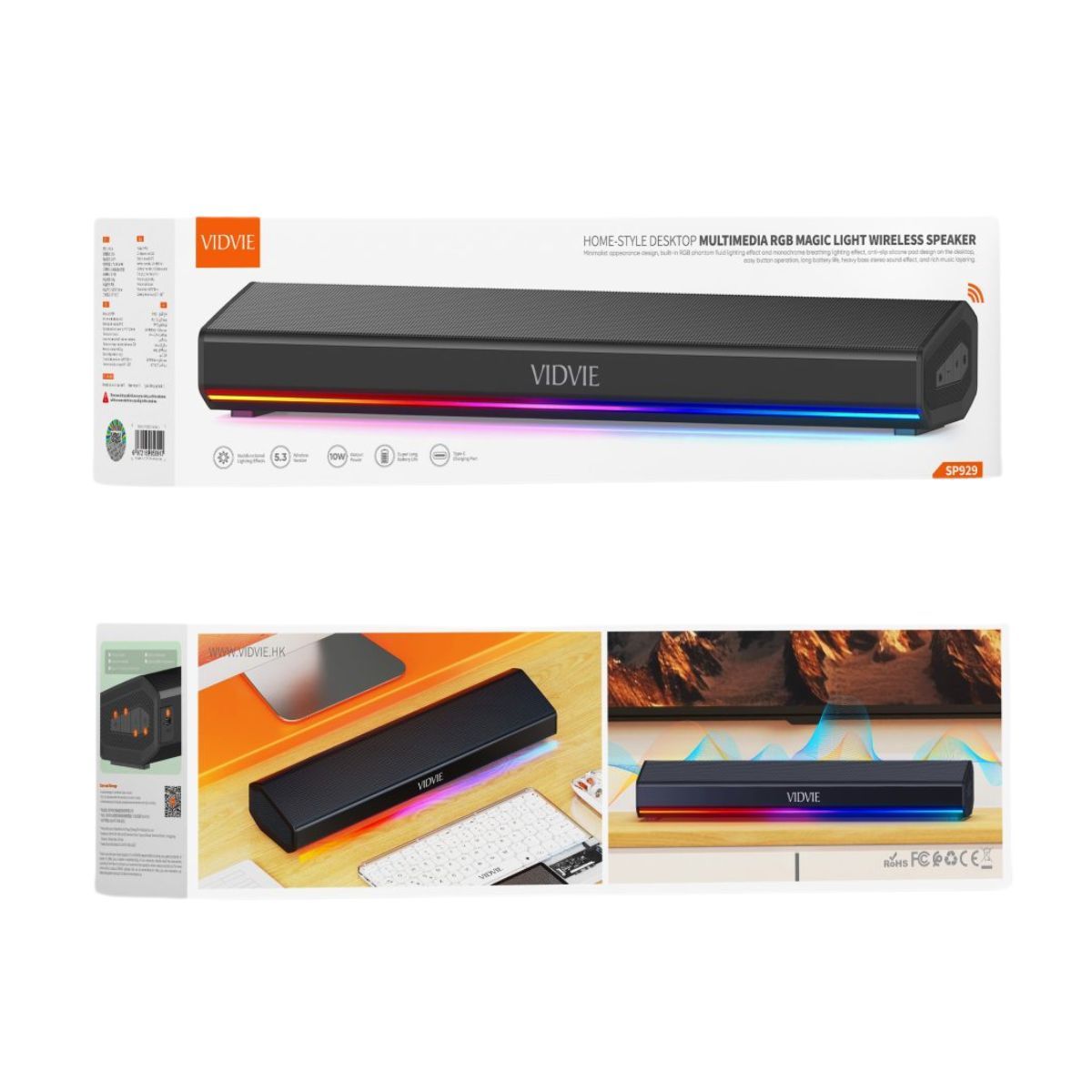 VIDVIE - Barra de sonido Bluetooth VIDVIE SP928