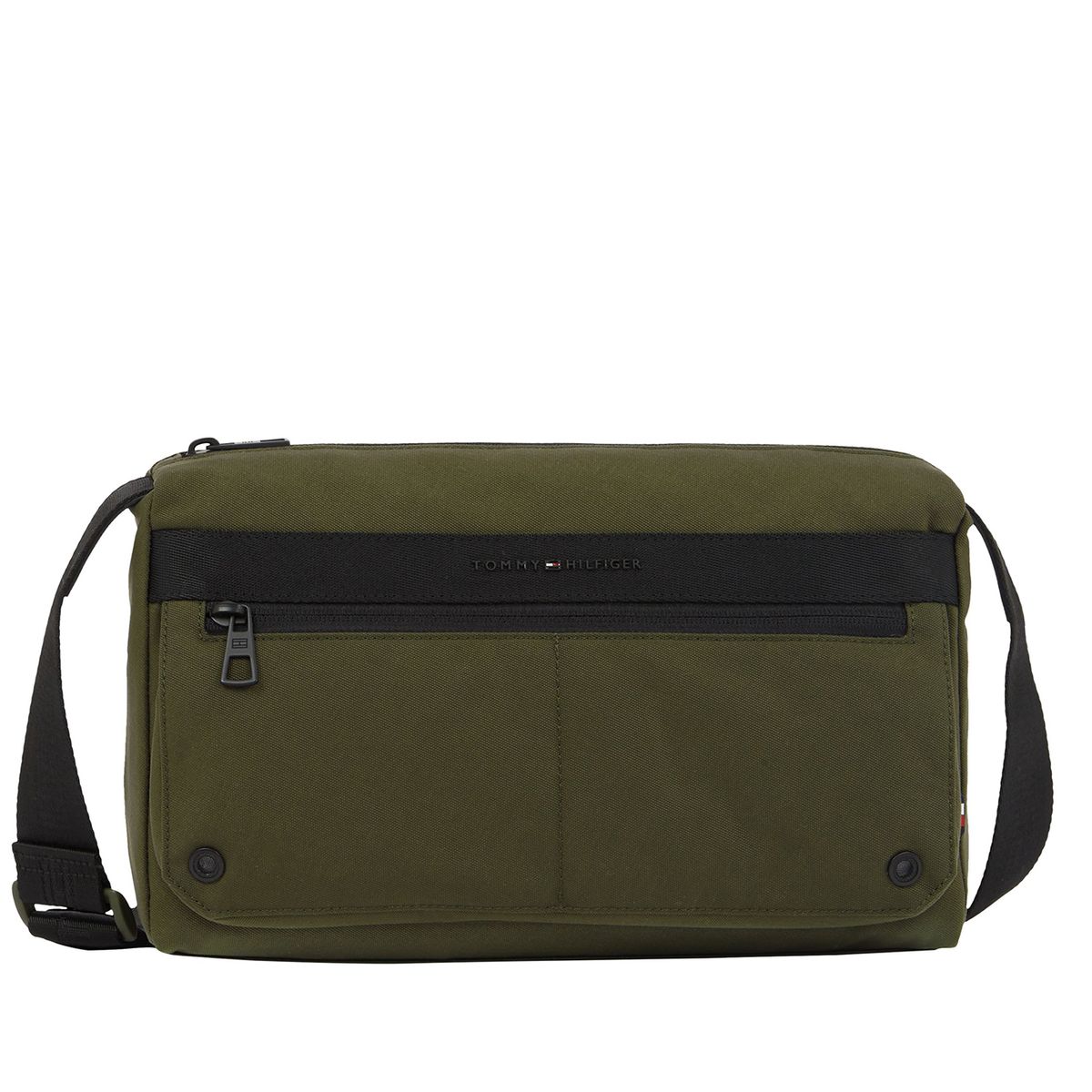 TOMMY HILFIGER - Bolso verde mensajero con logo metálico Tommy Hilfiger