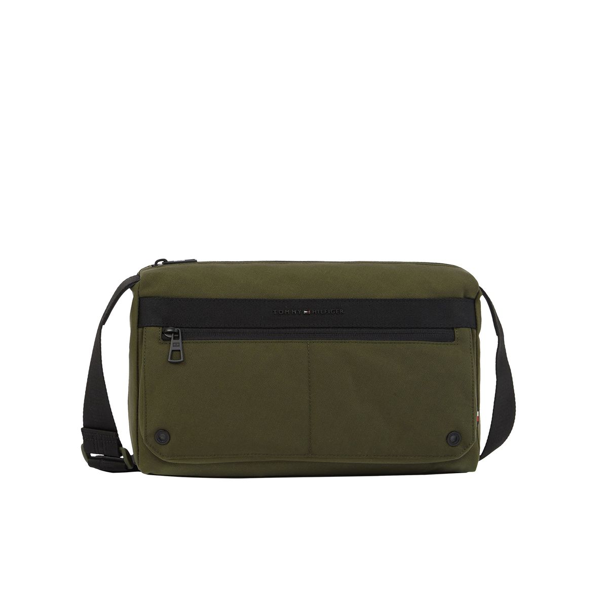 TOMMY HILFIGER - Bolso verde mensajero con logo metálico Tommy Hilfiger