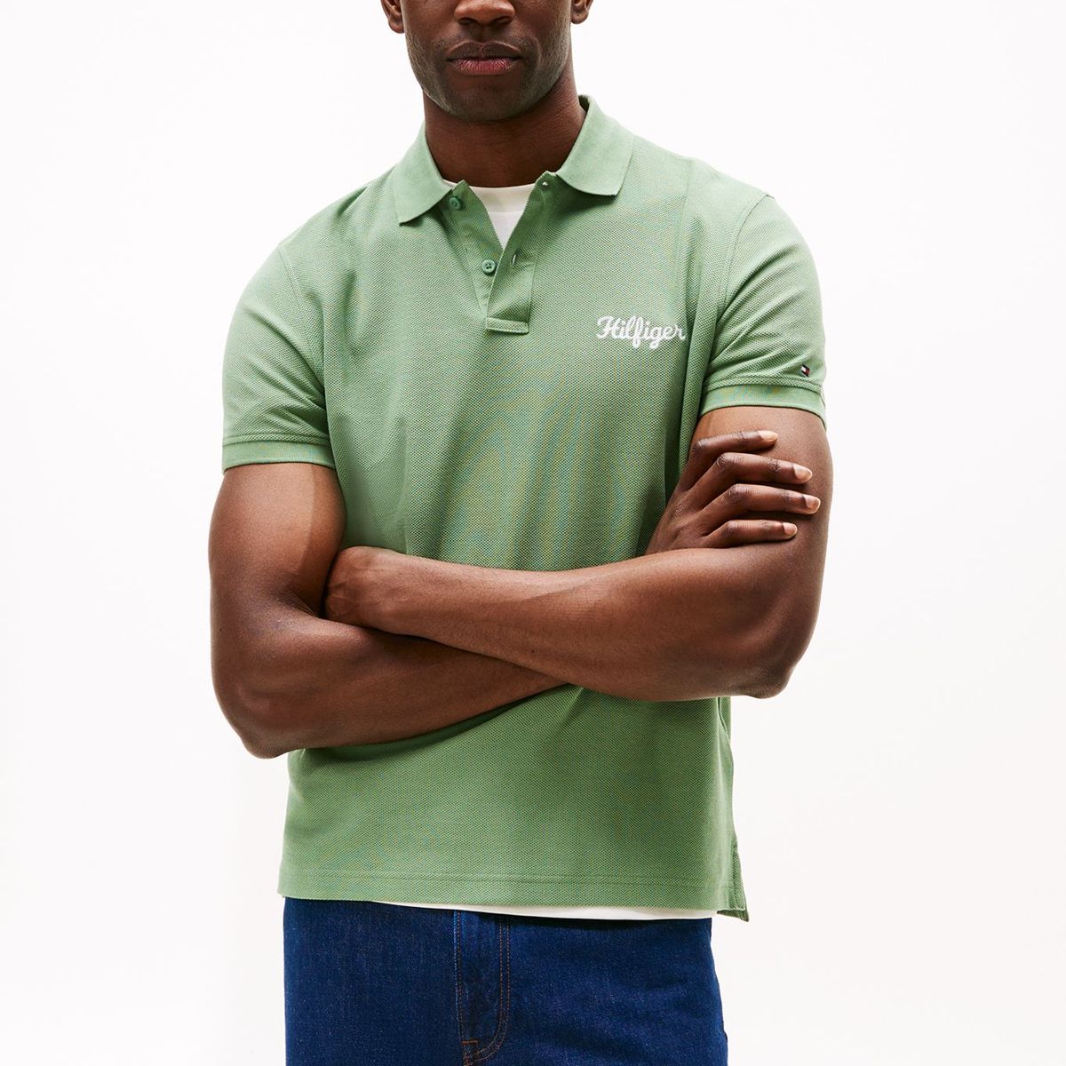 TOMMY HILFIGER - Polo verde de corte regular con logo gráfico Tommy Hilfiger