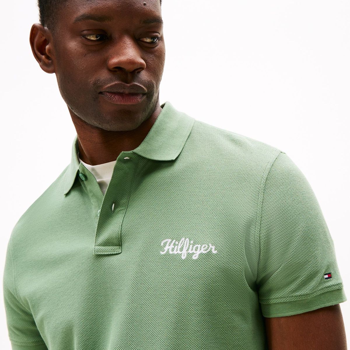 TOMMY HILFIGER - Polo verde de corte regular con logo gráfico Tommy Hilfiger