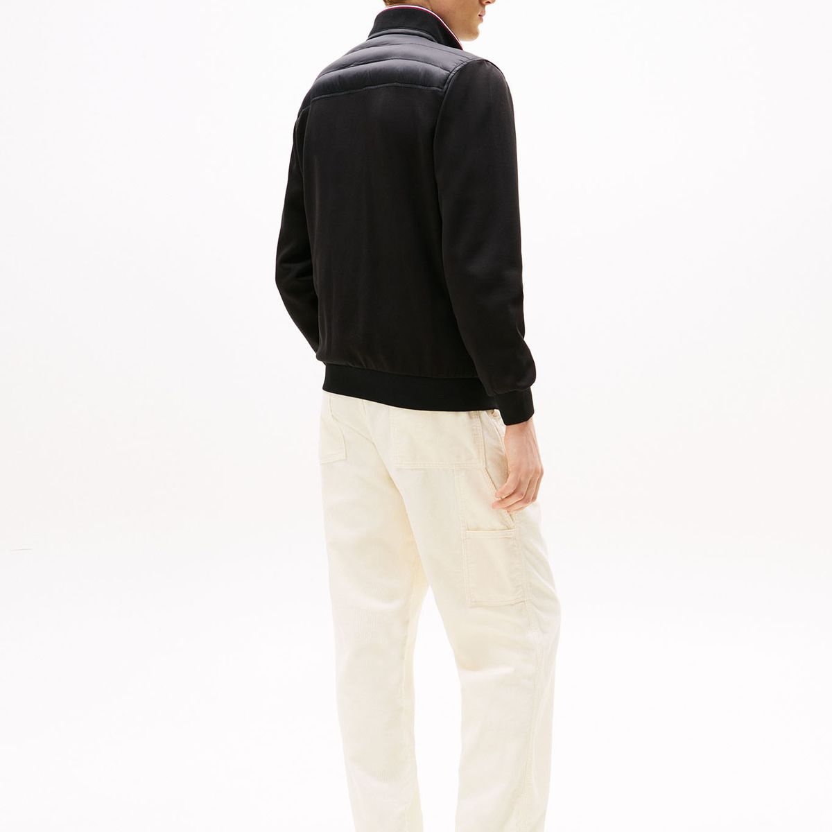 TOMMY HILFIGER - Chaqueta negra de punto acolchada con cremallera Tommy Hilfiger