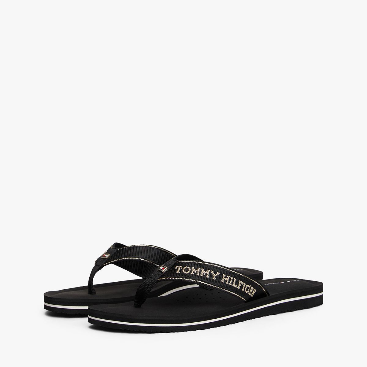 TOMMY HILFIGER - Sandalias negro con logo en jacquard y suela dentada Tommy Hilfiger